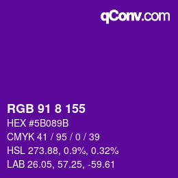 颜色代码: RGB 91 8 155 | qconv.com