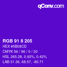 カラーコード: RGB 91 8 205 | qconv.com