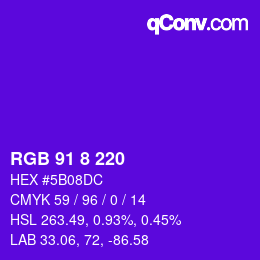 カラーコード: RGB 91 8 220 | qconv.com