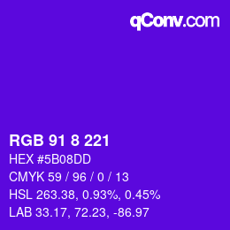 カラーコード: RGB 91 8 221 | qconv.com