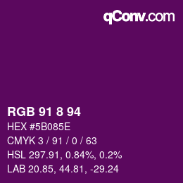 カラーコード: RGB 91 8 94 | qconv.com