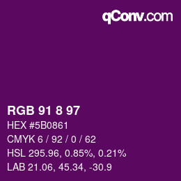カラーコード: RGB 91 8 97 | qconv.com