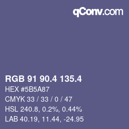 カラーコード: RGB 91 90.4 135.4 | qconv.com