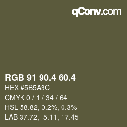 カラーコード: RGB 91 90.4 60.4 | qconv.com
