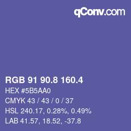 カラーコード: RGB 91 90.8 160.4 | qconv.com