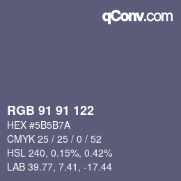 Color code: RGB 91 91 122 | qconv.com