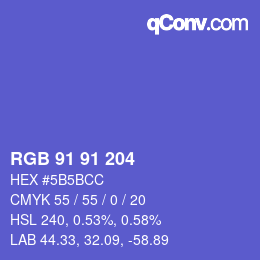 カラーコード: RGB 91 91 204 | qconv.com