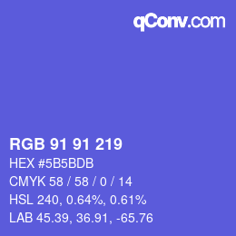 Color code: RGB 91 91 219 | qconv.com
