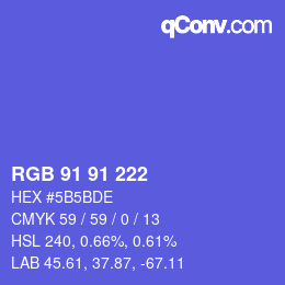 Color code: RGB 91 91 222 | qconv.com