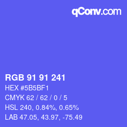 Color code: RGB 91 91 241 | qconv.com