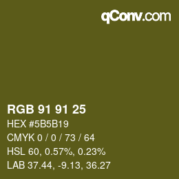 Color code: RGB 91 91 25 | qconv.com