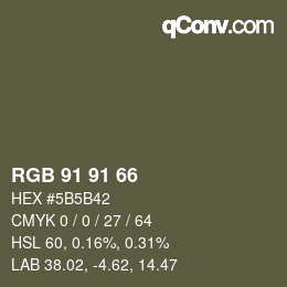 Código de color: RGB 91 91 66 | qconv.com