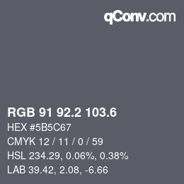 カラーコード: RGB 91 92.2 103.6 | qconv.com