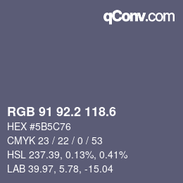 カラーコード: RGB 91 92.2 118.6 | qconv.com