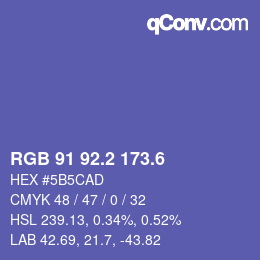 カラーコード: RGB 91 92.2 173.6 | qconv.com