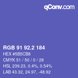 カラーコード: RGB 91 92.2 184 | qconv.com