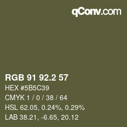 カラーコード: RGB 91 92.2 57 | qconv.com