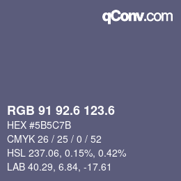 カラーコード: RGB 91 92.6 123.6 | qconv.com