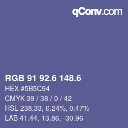 カラーコード: RGB 91 92.6 148.6 | qconv.com