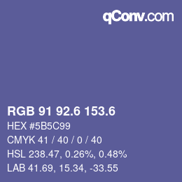 カラーコード: RGB 91 92.6 153.6 | qconv.com