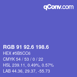 カラーコード: RGB 91 92.6 198.6 | qconv.com