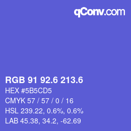 カラーコード: RGB 91 92.6 213.6 | qconv.com