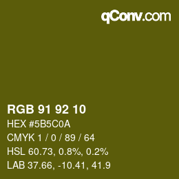颜色代码: RGB 91 92 10 | qconv.com