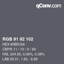 Color code: RGB 91 92 102 | qconv.com