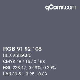 颜色代码: RGB 91 92 108 | qconv.com