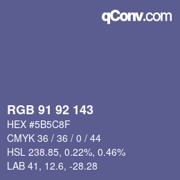 カラーコード: RGB 91 92 143 | qconv.com