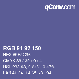 颜色代码: RGB 91 92 150 | qconv.com