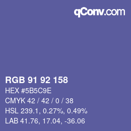 カラーコード: RGB 91 92 158 | qconv.com