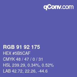 颜色代码: RGB 91 92 175 | qconv.com