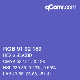 カラーコード: RGB 91 92 189 | qconv.com