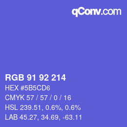 カラーコード: RGB 91 92 214 | qconv.com