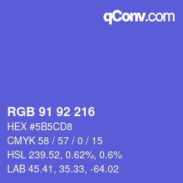颜色代码: RGB 91 92 216 | qconv.com