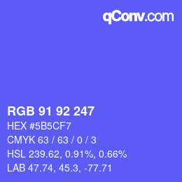 カラーコード: RGB 91 92 247 | qconv.com