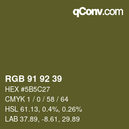 カラーコード: RGB 91 92 39 | qconv.com
