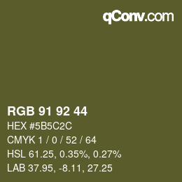 颜色代码: RGB 91 92 44 | qconv.com