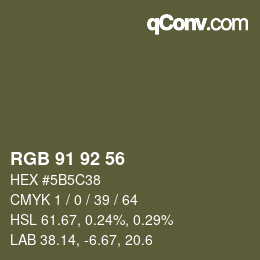 Código de color: RGB 91 92 56 | qconv.com