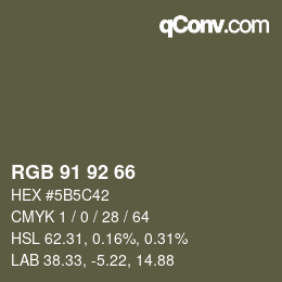 颜色代码: RGB 91 92 66 | qconv.com