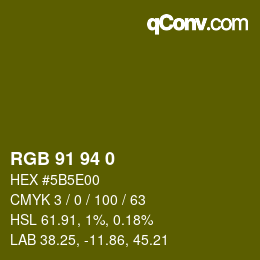 Color code: RGB 91 94 0 | qconv.com