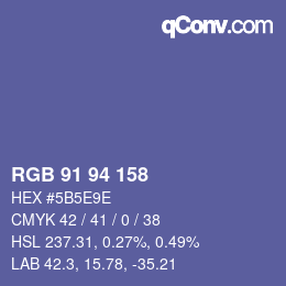 カラーコード: RGB 91 94 158 | qconv.com
