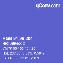 カラーコード: RGB 91 96 204 | qconv.com