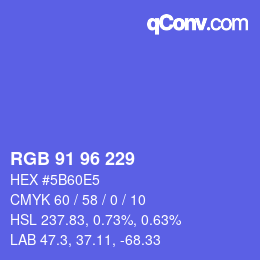 カラーコード: RGB 91 96 229 | qconv.com