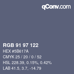 Color code: RGB 91 97 122 | qconv.com