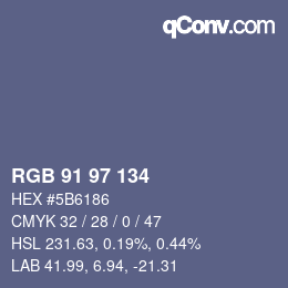 颜色代码: RGB 91 97 134 | qconv.com