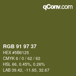 Color code: RGB 91 97 37 | qconv.com