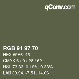 Color code: RGB 91 97 70 | qconv.com