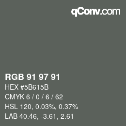 Color code: RGB 91 97 91 | qconv.com